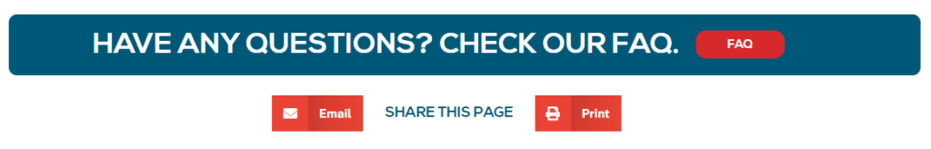 Anchor of the FAQ and share buttons at the bottom of every page on the website.