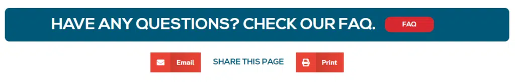 Anchor of the FAQ and share buttons at the bottom of every page on the website.