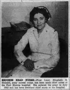Photo of Captain Elizabeth Steindel, which appeared in the Daily Press on April 11, 1943. (Courtesy of Fort Monroe.)