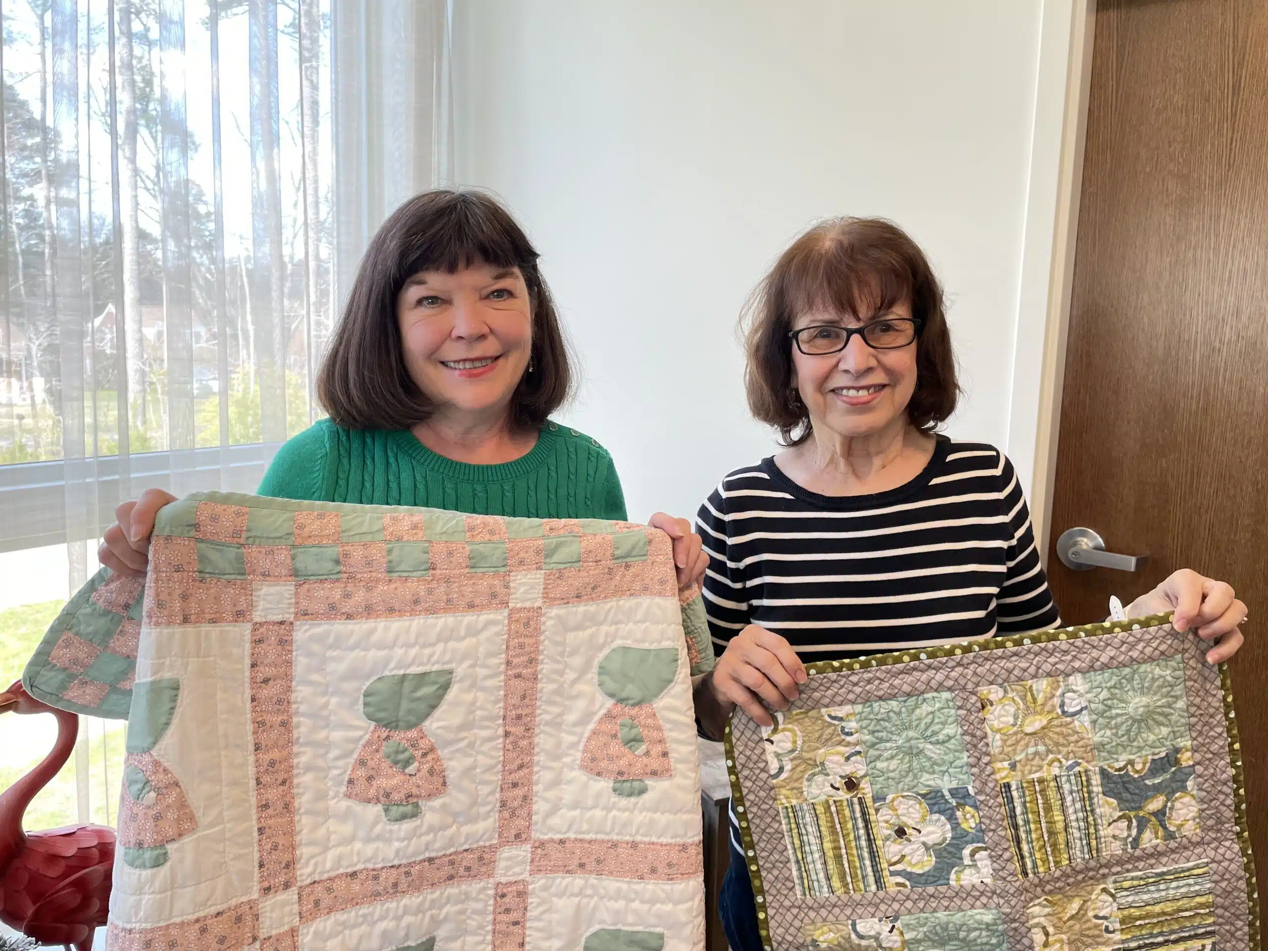 Gala Damato and her friend (and neighbor) Pam visit The Hamilton monthly to do a quilting activity with the Residents.