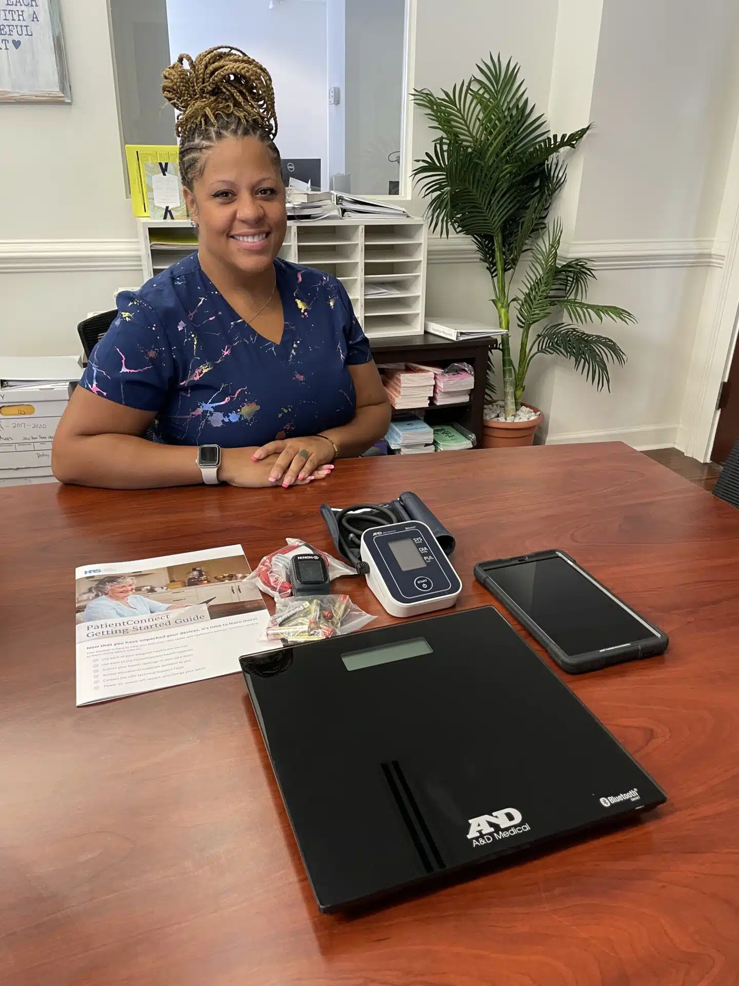 Tia Hunter has been a LPN with VHS Home Health Care for more than two years. She handles initial setup and monitoring of the mobile kits.