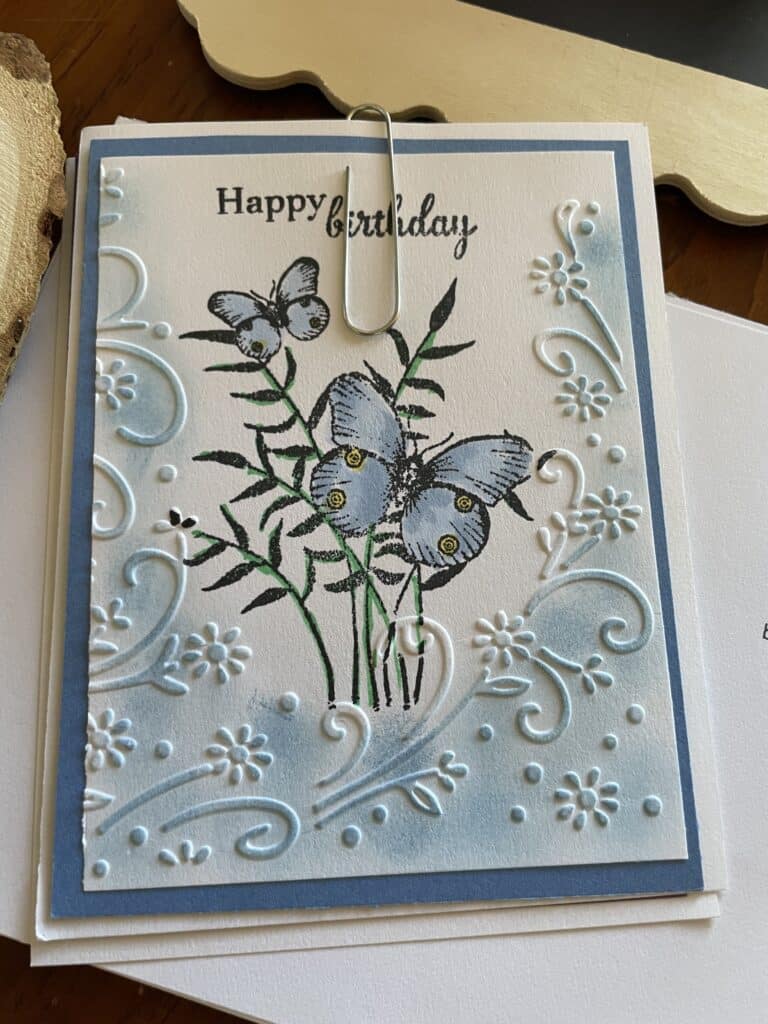 Birthday card hand-stamped by Sally