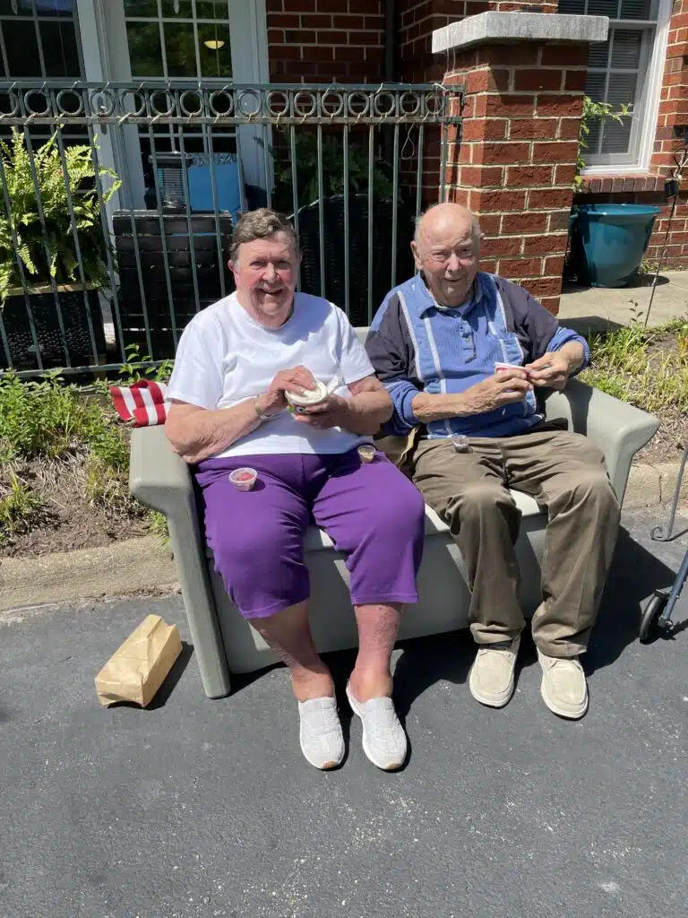 The Bookers enjoy Sweet Frog outdoors