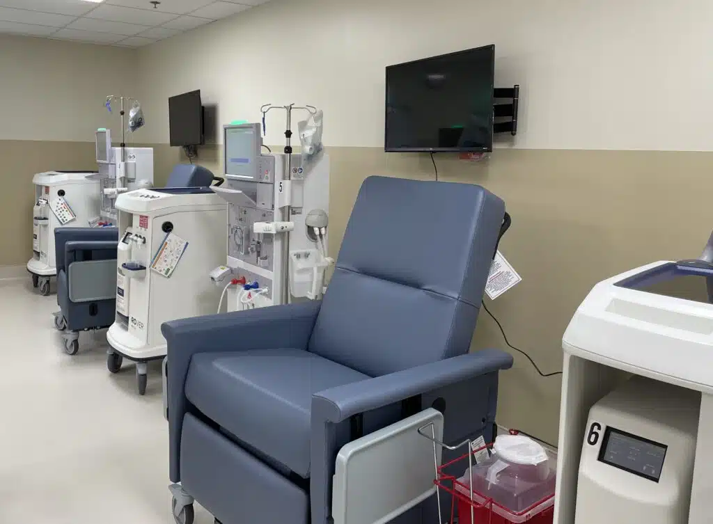 Dialysis Den chair and equipment at Coliseum