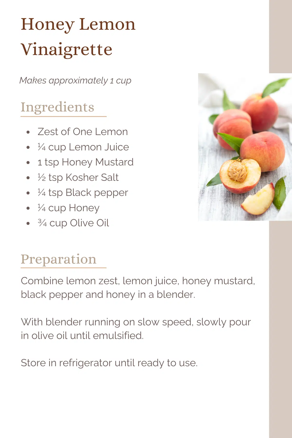 Recipe card for the Honey Lemon Vinaigrette