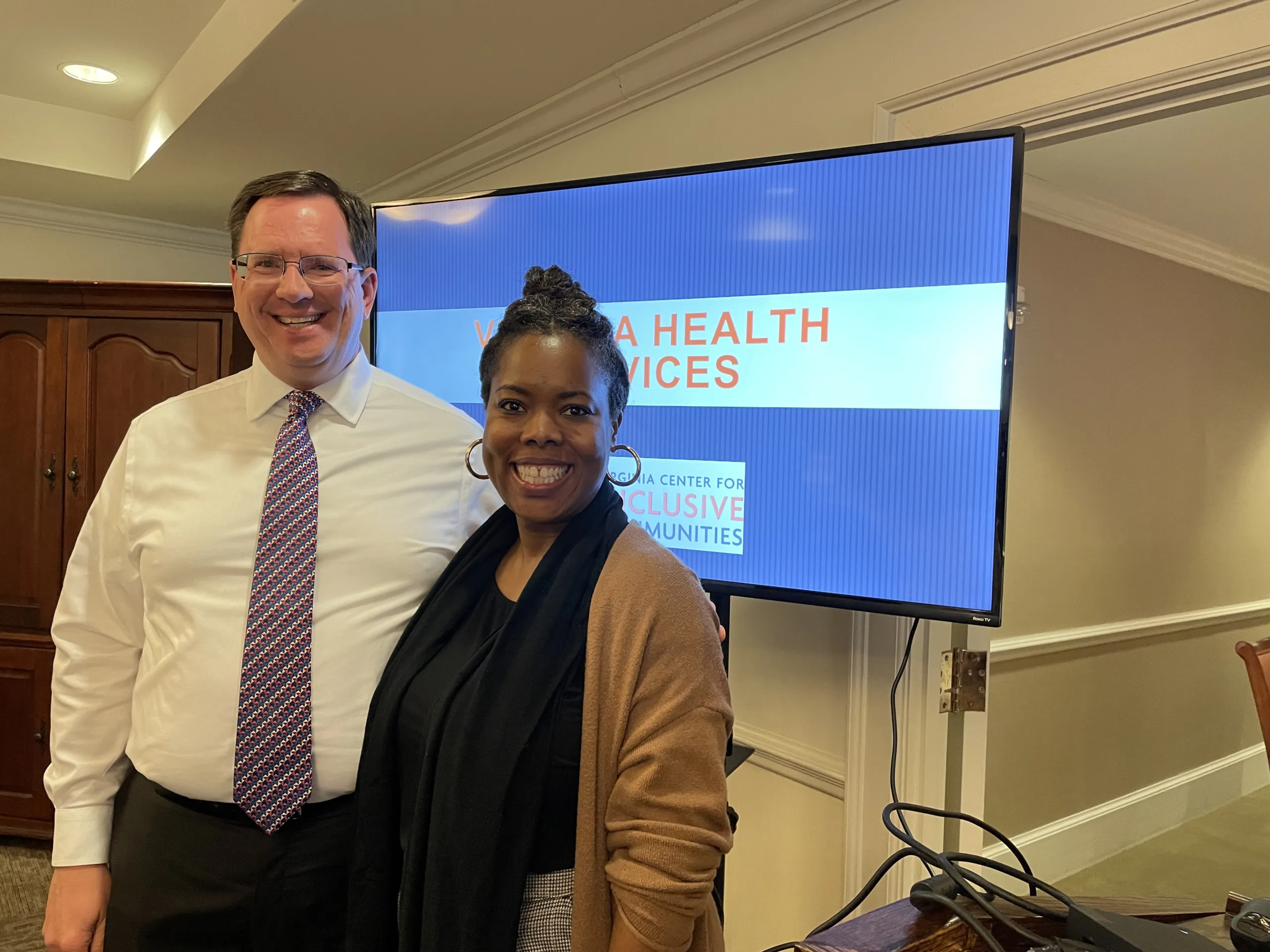 One of the 2024 initiatives focused on team growth was introducing Diversity, Equity and Inclusion seminars in partnership with VCIC. Mark Klyczek is pictured with Jacquie Johnson of Virginia Center for Inclusive Communities ahead of a seminar at The Arbors.