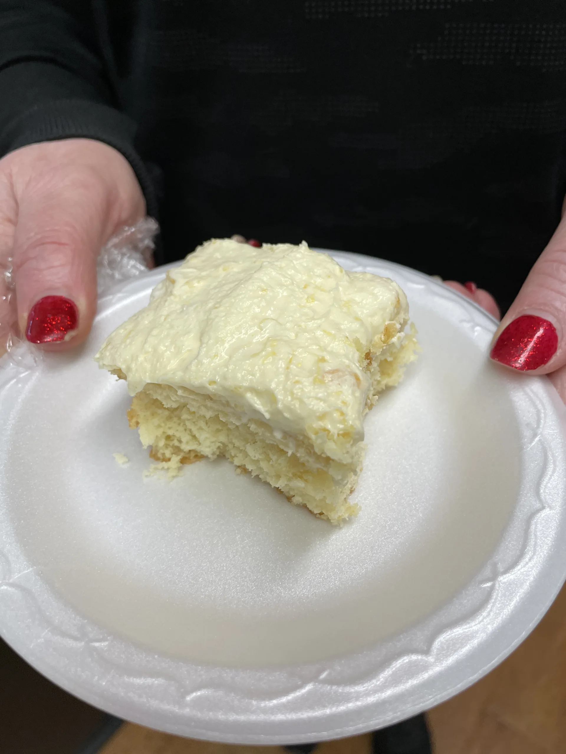 Beth, the dining manager at Walter Reed, recreated the winning pineapple cake recipe for residents and team members to enjoy at lunch.