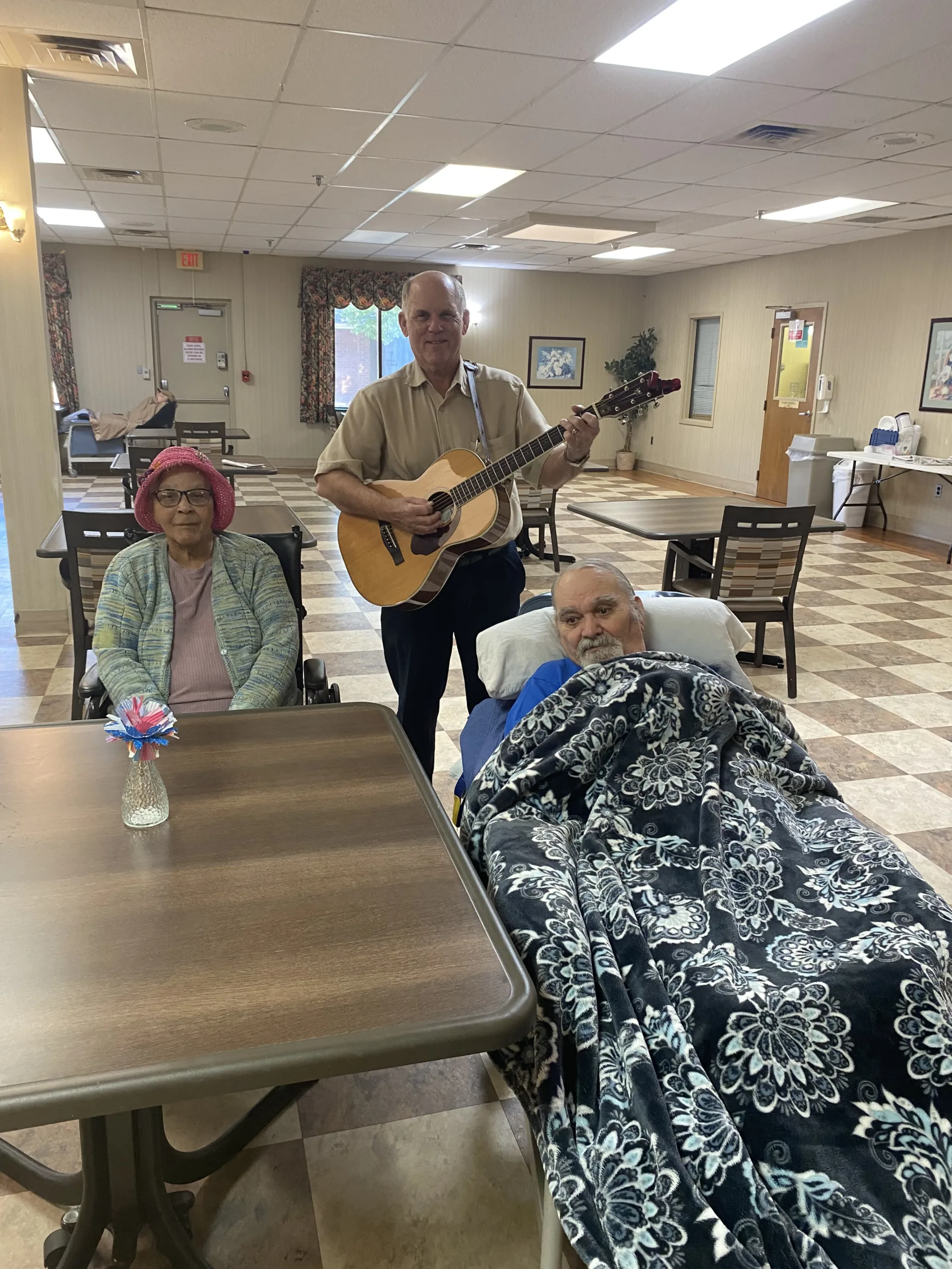 Jay Faulkner plays gospel and country music for residents of Walter Reed once a month.